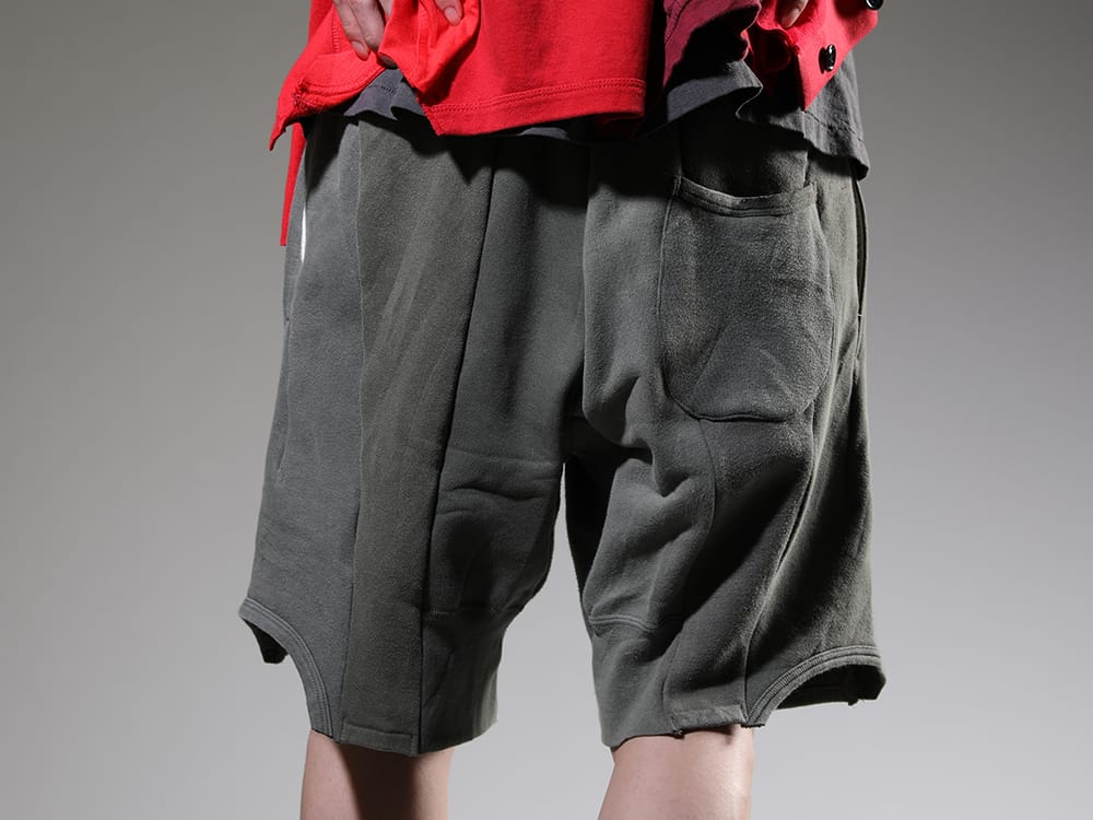 インク 2023SS 軍物スウェットをリメイクした独創的な膝丈ショーツ - ink23-14-Khaki(ミリタリーショーツ カーキ) - 3-011