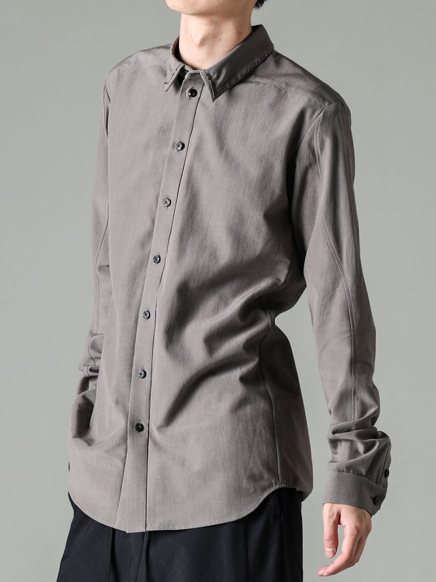 DEVOA 23SS A sophisticated design that balances everything.  - SHN-SVCR-Mud-Gray Shirt Cotton / silk / viscose Mud Gray 2-001