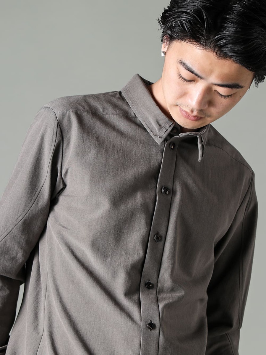 DEVOA 23SS A sophisticated design that balances everything.  - SHN-SVCR-Mud-Gray Shirt Cotton / silk / viscose Mud Gray 2-002