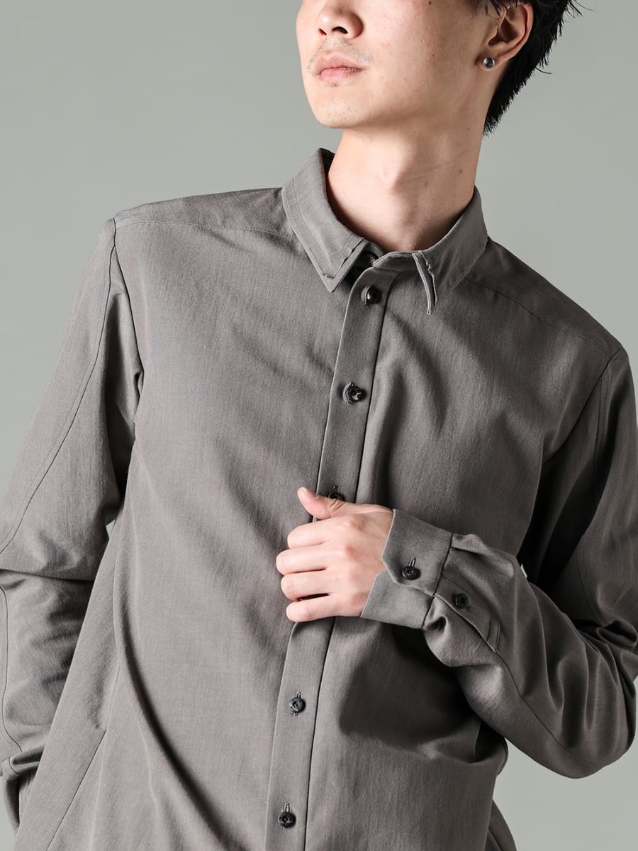 DEVOA 23SS A sophisticated design that balances everything.  - SHN-SVCR-Mud-Gray Shirt Cotton / silk / viscose Mud Gray 2-003