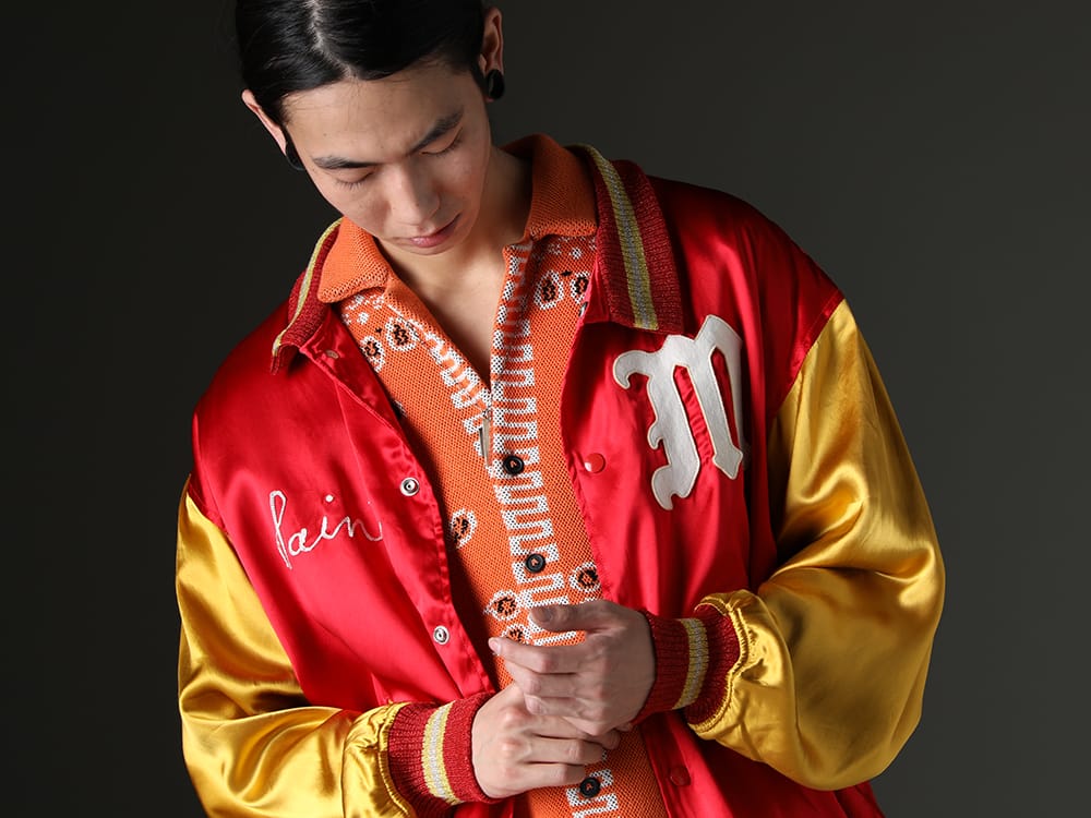 SAINT MICHAEL / ALANUI / WERKSTATT:MÜNCHEN 2023SS - Coordinate with warm colors for unified look. - SM-S23-0000-068(SAINT Varsity Jacket) LMHS23-019(Bandana Piquet Shirt Tiger Lily)  M3025(NECKLACE 25 YEARS) - 2-004