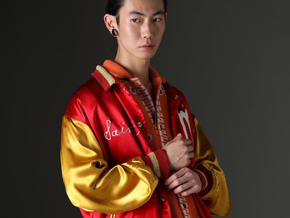 SAINT MICHAEL / ALANUI / WERKSTATT:MÜNCHEN 2023SS - Coordinate with warm colors for unified look. - SM-S23-0000-068(SAINT Varsity Jacket) LMHS23-019(Bandana Piquet Shirt Tiger Lily)  M3025(NECKLACE 25 YEARS) - 2-005