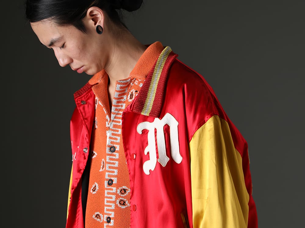 SAINT MICHAEL / ALANUI / WERKSTATT:MÜNCHEN 2023SS - Coordinate with warm colors for unified look. - SM-S23-0000-068(SAINT Varsity Jacket) LMHS23-019(Bandana Piquet Shirt Tiger Lily)  M3025(NECKLACE 25 YEARS) - 2-006