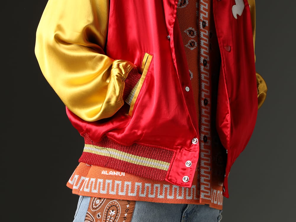 SAINT MICHAEL / ALANUI 2023SS - Coordinate with warm colors for unified look. - SM-S23-0000-068(SAINT Varsity Jacket) LMHS23-019(Bandana Piquet Shirt Tiger Lily) - 2-008