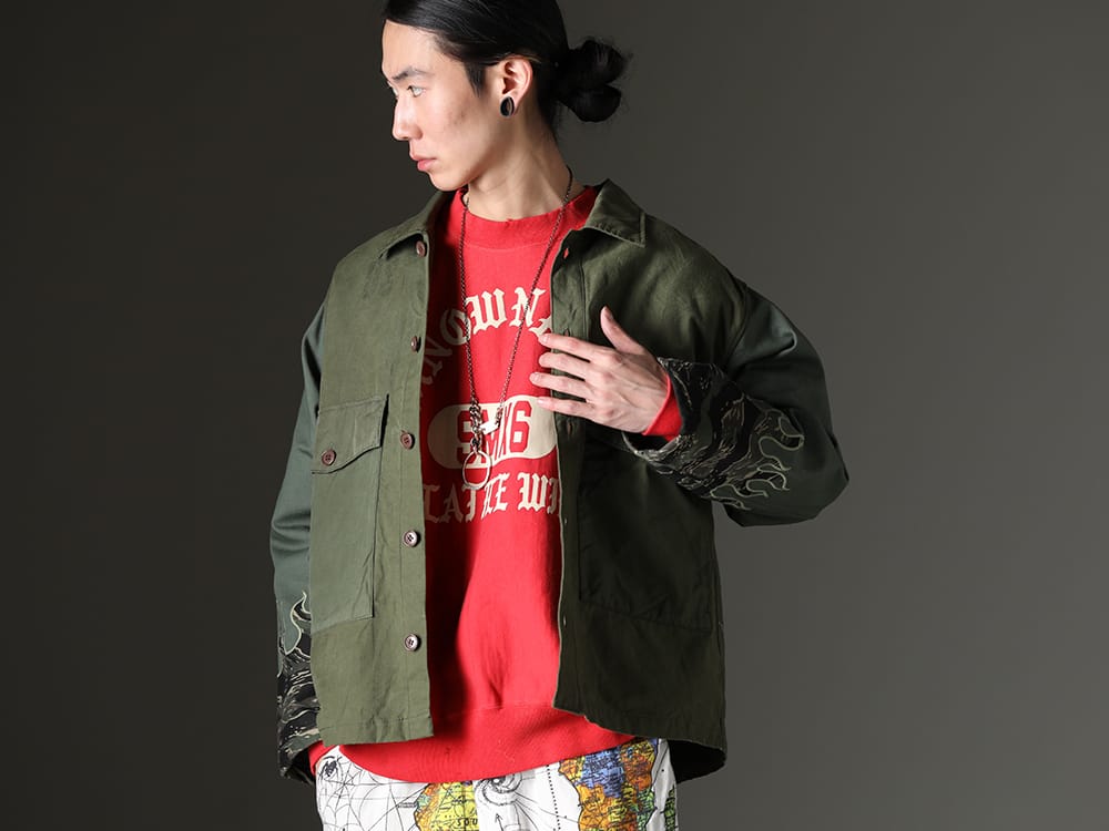 インク / セントマイケル / ワークスタッドミュンヘン 2023SS - ミリタリーアイテムを解体して再構築されたアイテム。 - ink23-02-Tiger-M(ファイアーエンブレムジャケット タイガー - M) SM-S23-0000-044(UNKNOWN PWR スウェットシャツ) M3940(ネックレス ミックス + キーリング) - 2-001