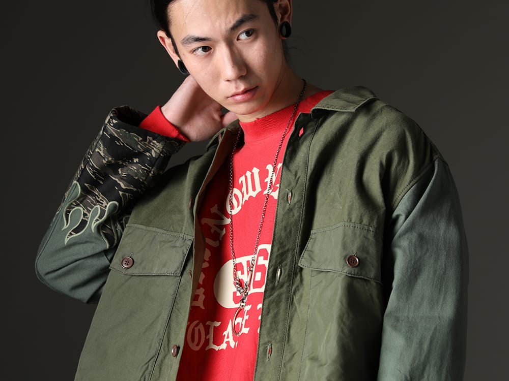 インク / セントマイケル / ワークスタッドミュンヘン 2023SS - ミリタリーアイテムを解体して再構築されたアイテム。 - ink23-02-Tiger-M(ファイアーエンブレムジャケット タイガー - M) SM-S23-0000-044(UNKNOWN PWR スウェットシャツ) M3940(ネックレス ミックス + キーリング) - 2-004