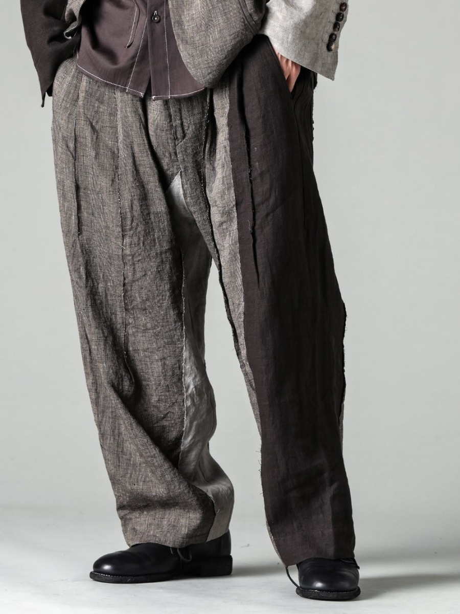 ZIGGY CHEN 23SS 0M2310533 Multi-fabric panel trousers 1-004