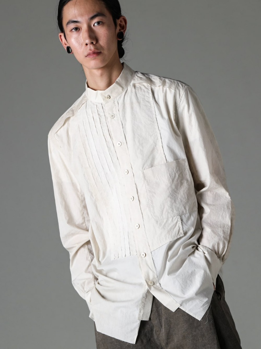 ZIGGY CHEN 23SS 0M2310709 Mandarin collar hybrid dress-Shirt 3-003