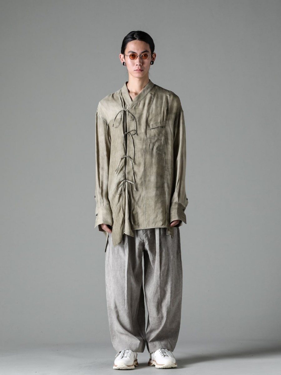 ZIGGY CHEN 23SS 0M2310717 Contrast Panel String-Shirt 0M2310528 Pleated tapered trousers 4-001