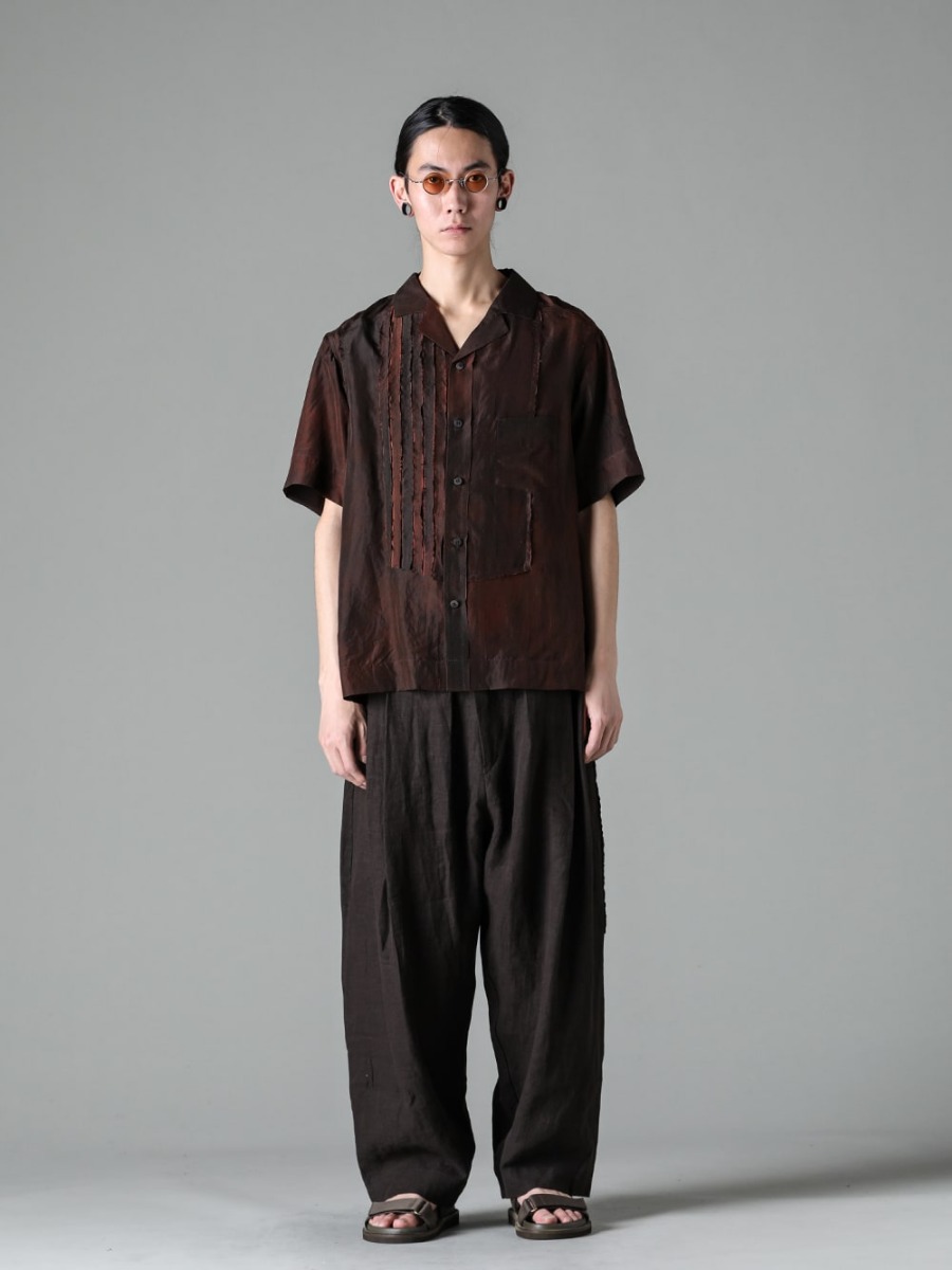 ZIGGY CHEN 23SS 0M2310724 Hybrid short sleeve-Shirt 0M2310501 Selvedge Pleated Wide Leg Trousers 6-001
