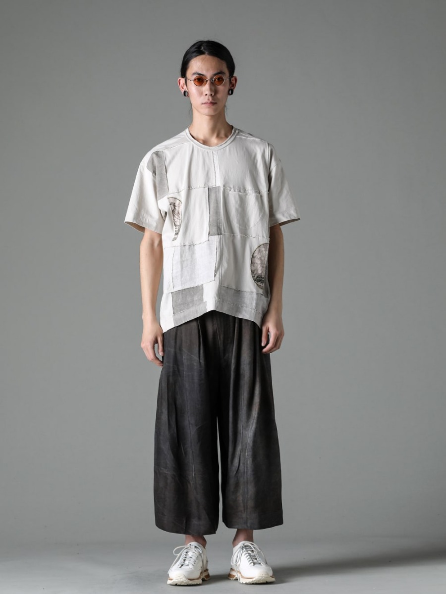 ZIGGY CHEN 23SS 0M2310210 Contrast PatchworkT-Shirt 0M2310513 Pleated wide-leg trousers 6-003