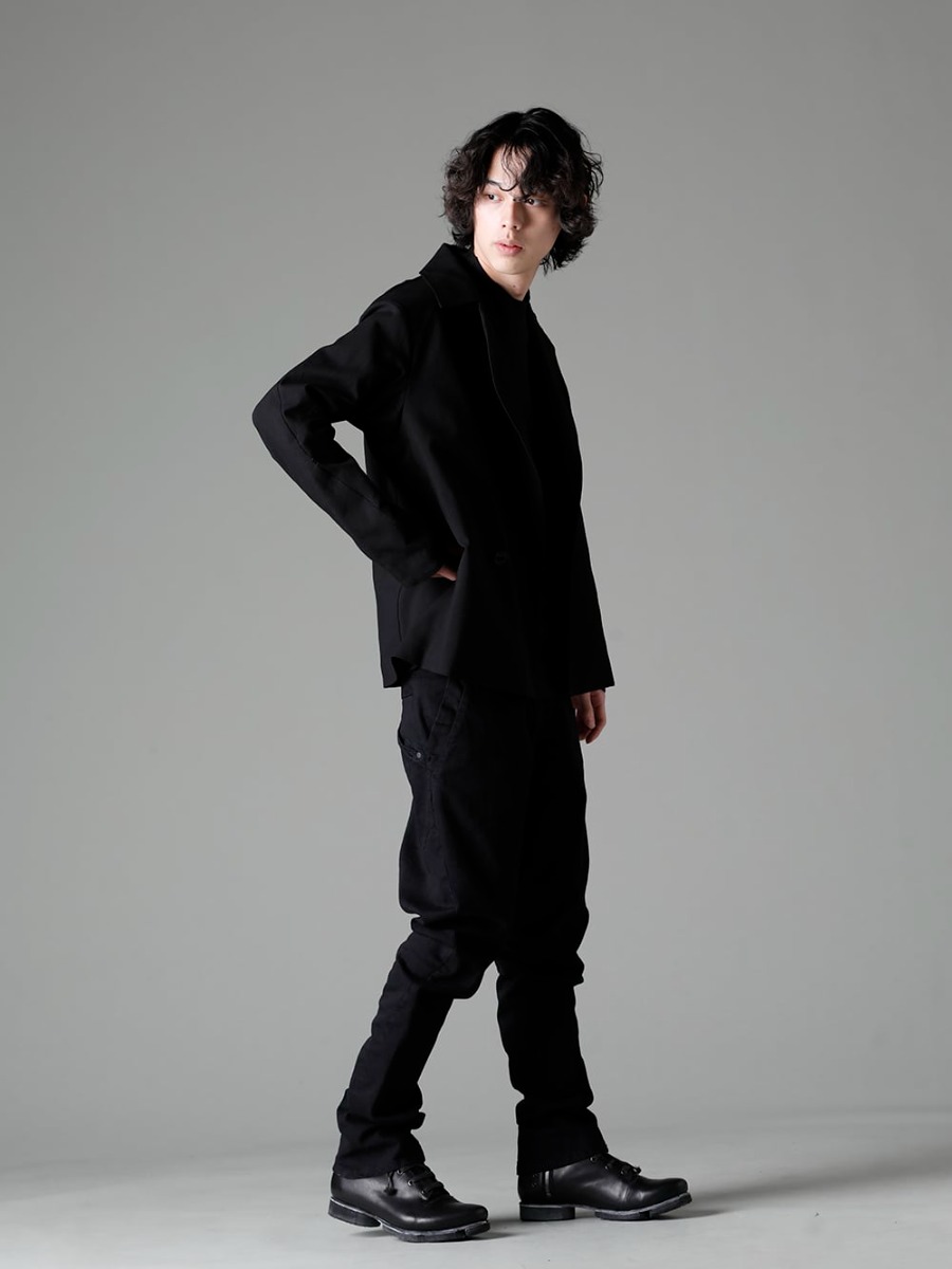 DEVOA 23SS Styling that combines comfort and style - JKI-CJGC Jacket High density cotton - CSC-SSL3-Black Long sleeve cotton stretch jersey Black - PTA-STDS-Black Slim Pants 9oz Stretch Denim Black - FW-CSHS Leather Boots GUIDI Horse Leather 1-002