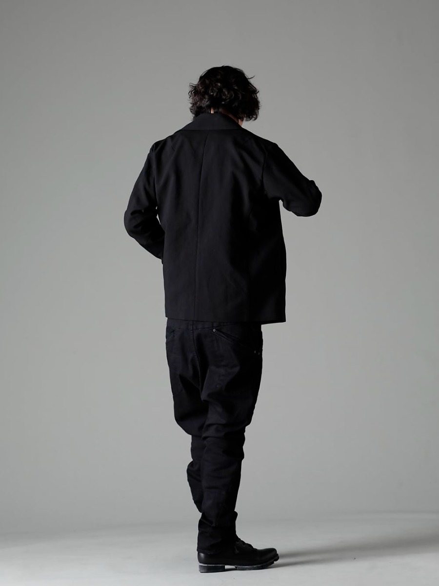 DEVOA 23SS Styling that combines comfort and style - JKI-CJGC Jacket High density cotton - CSC-SSL3-Black Long sleeve cotton stretch jersey Black - PTA-STDS-Black Slim Pants 9oz Stretch Denim Black - FW-CSHS Leather Boots GUIDI Horse Leather 1-004