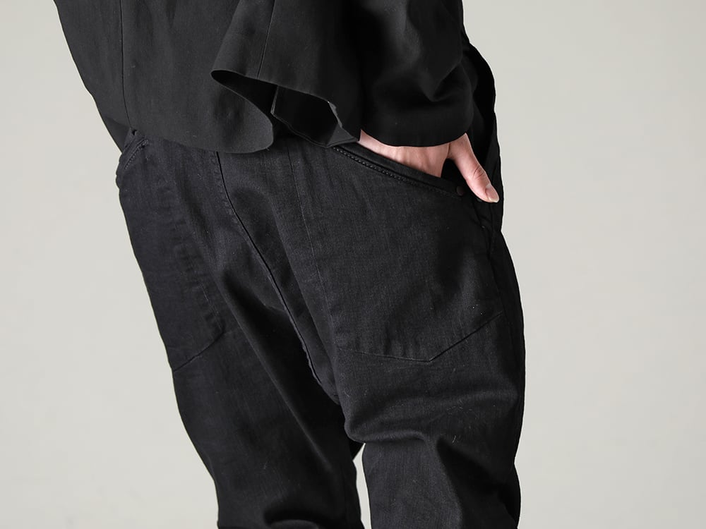 DEVOA 23SS Okayama stretch denim and DEVOA-like design - PTA-STDS-Black Slim Pants 9oz Stretch Denim Black - FW-CSHS Leather Boots GUIDI Horse Leather 3-005