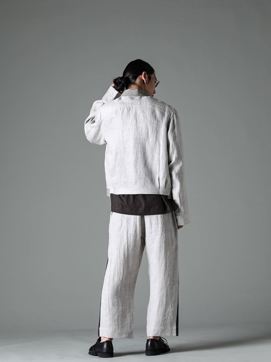 ZIGGY CHEN 23SS(春夏) Simple design emphasizes dense worldview - 0M2310919-Classic Utility Jacket - RG1012TI-VINTAGE-SILVER-RG1012TI / VINTAGE SILVER - 0M2310212-Assymetrical Patchwork T-Shirt - 0M2310526-Side Taped Worker Trousers - 992X-Black-Classic Derby Shoes Laced Up Single Sole - Horse Full Grain - 992X 1-003