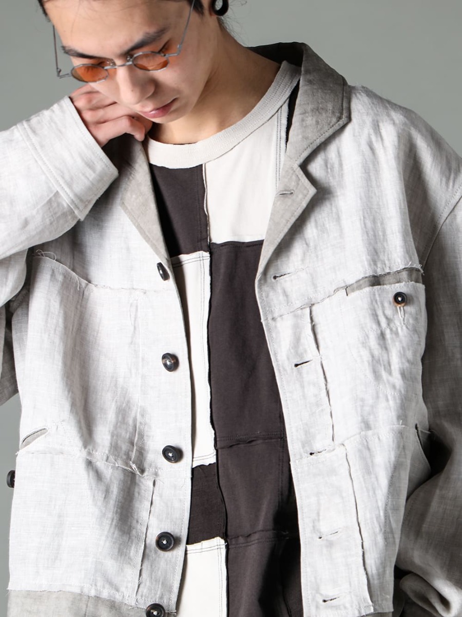 ZIGGY CHEN 23SS(春夏) Blouson with well-designed finish  - 0M2310919-Classic Utility Jacket - RG1012TI-VINTAGE-SILVER-RG1012TI / VINTAGE SILVER - 0M2310212-Assymetrical Patchwork T-Shirt 2-002