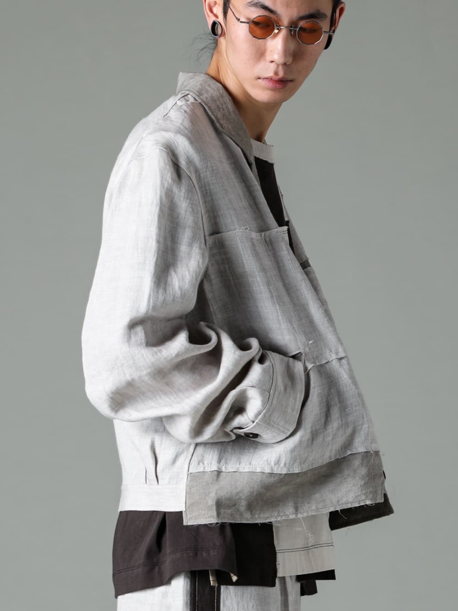 ZIGGY CHEN 23SS(春夏) Blouson with well-designed finish  - 0M2310919-Classic Utility Jacket - RG1012TI-VINTAGE-SILVER-RG1012TI / VINTAGE SILVER - 0M2310212-Assymetrical Patchwork T-Shirt 2-003