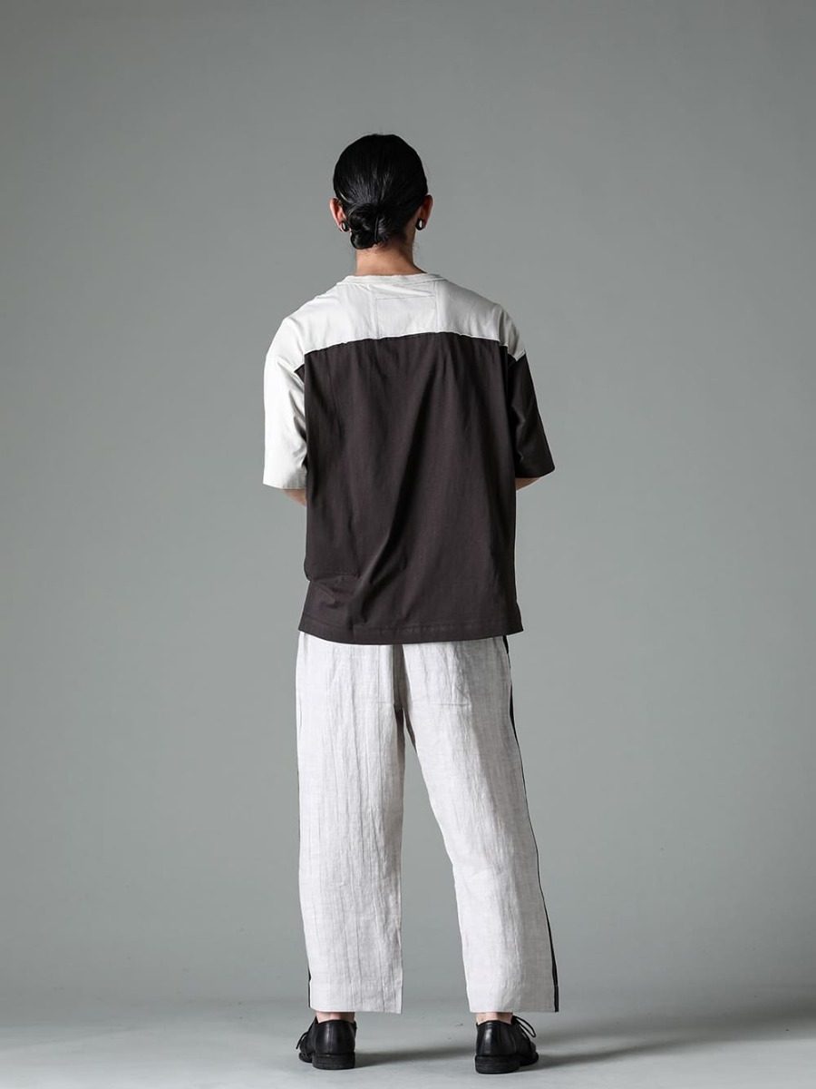 ZIGGY CHEN 23SS T-shirt with unique patchwork feel - RG1012TI-VINTAGE-SILVER-RG1018TI / VINTAGE SILVER - 0M2310212-Assymetrical Patchwork T-Shirt 3-002