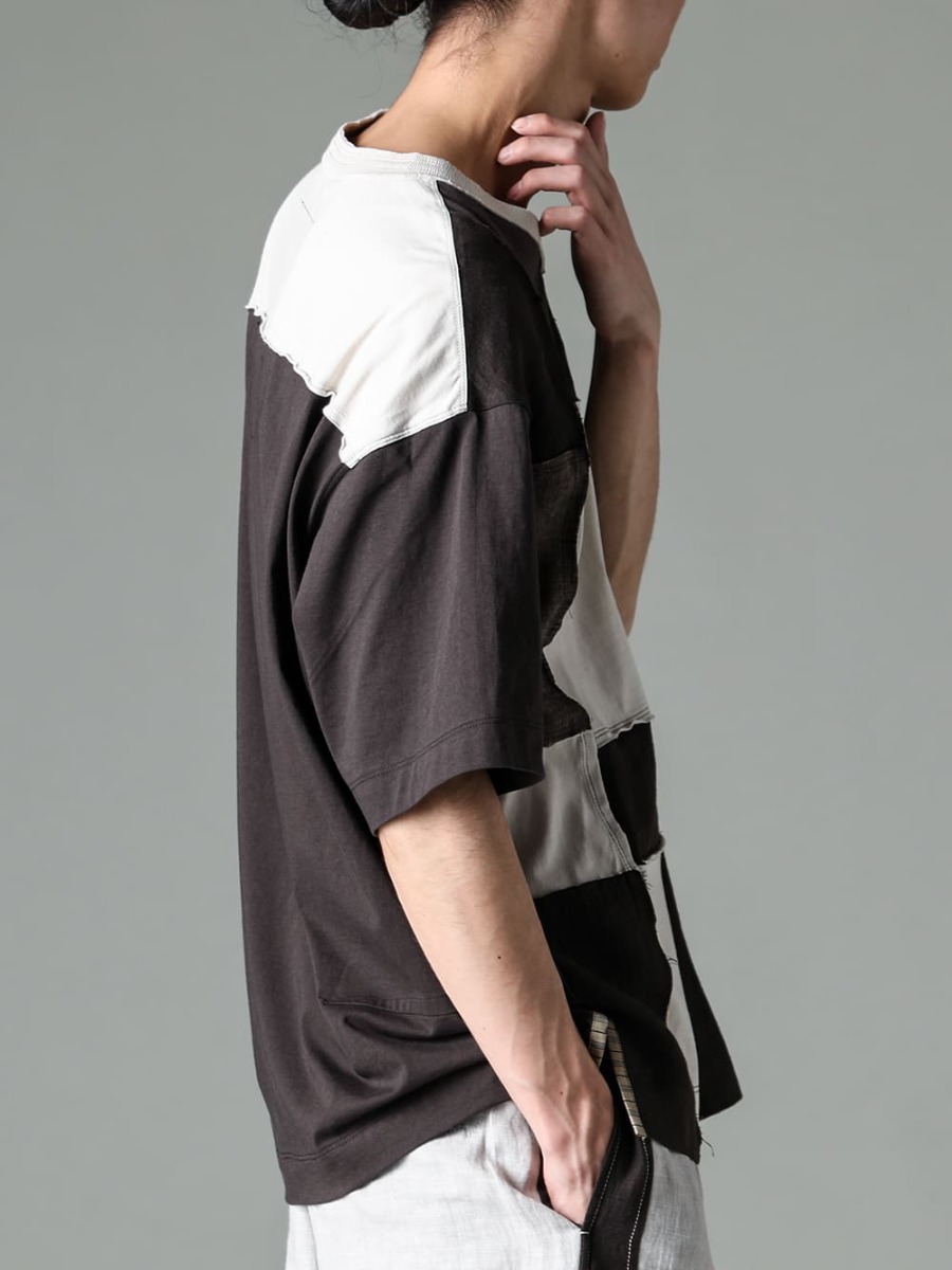 ZIGGY CHEN 23SS(春夏) Unique styling unified from fabric - RG1012TI-VINTAGE-SILVER-RG1012TI / VINTAGE SILVER - 0M2310212-Assymetrical Patchwork T-Shirt 3-004