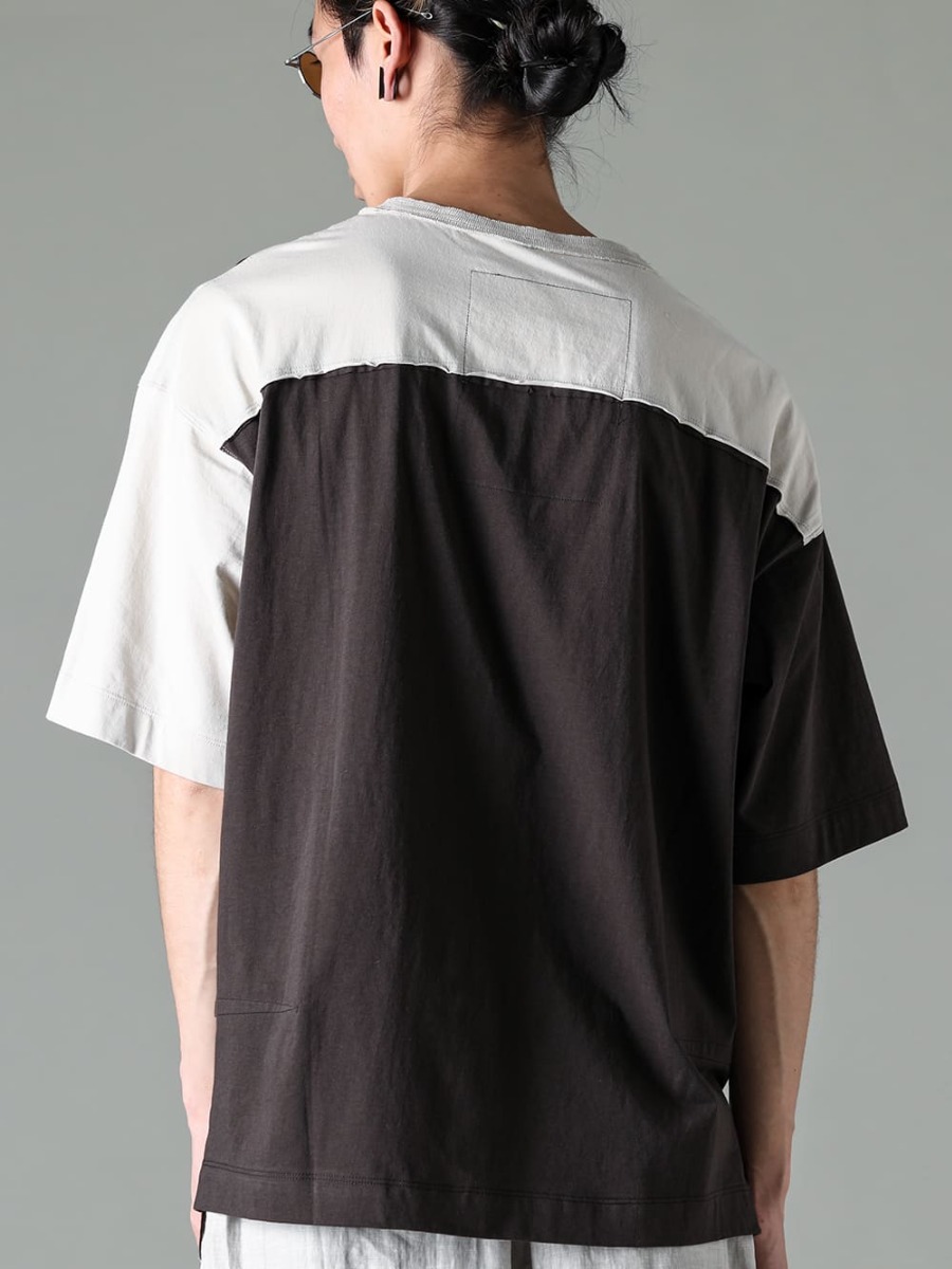 ZIGGY CHEN 23SS(春夏) Unique styling unified from fabric - RG1012TI-VINTAGE-SILVER-RG1012TI / VINTAGE SILVER - 0M2310212-Assymetrical Patchwork T-Shirt 3-005