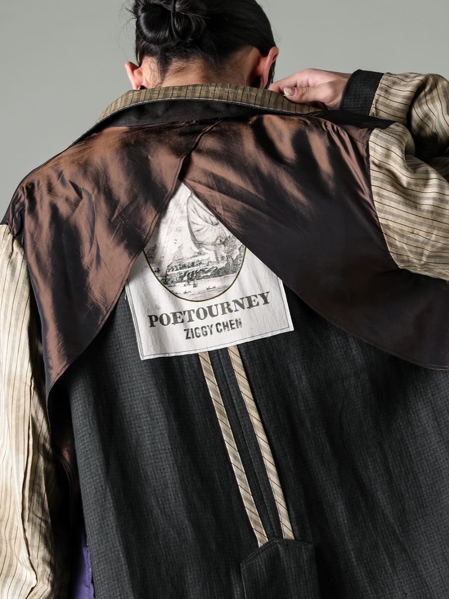 ZIGGY CHEN 23SS 23 SS Collection Enjoys Stateless Material Combinations Made with Traditional Asian Textiles  - 0M2311103-クラシックワーカーズコート With コントラストポケット - 0M2310701-マンダリンカラー ハイブリッド ドレスシャツ - RG1911CU-JASPER-RG1911CU Mad Scientist ジャスパー 2-005