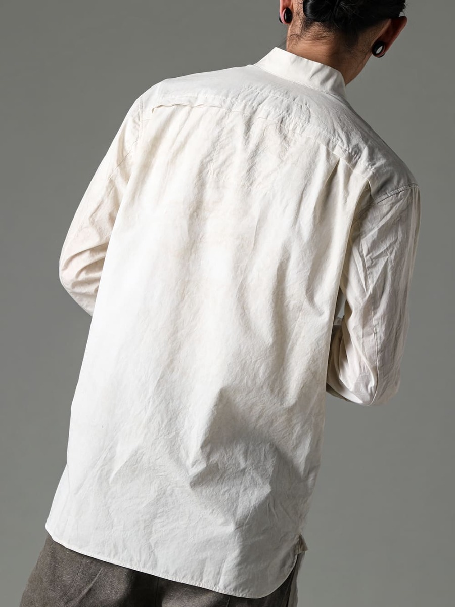 ZIGGY CHEN 23SS Mandarin collar aesthetic that is reminiscent of Tsumeeri - 0M2310709-Mandarin collar hybrid dress shirt 3-006