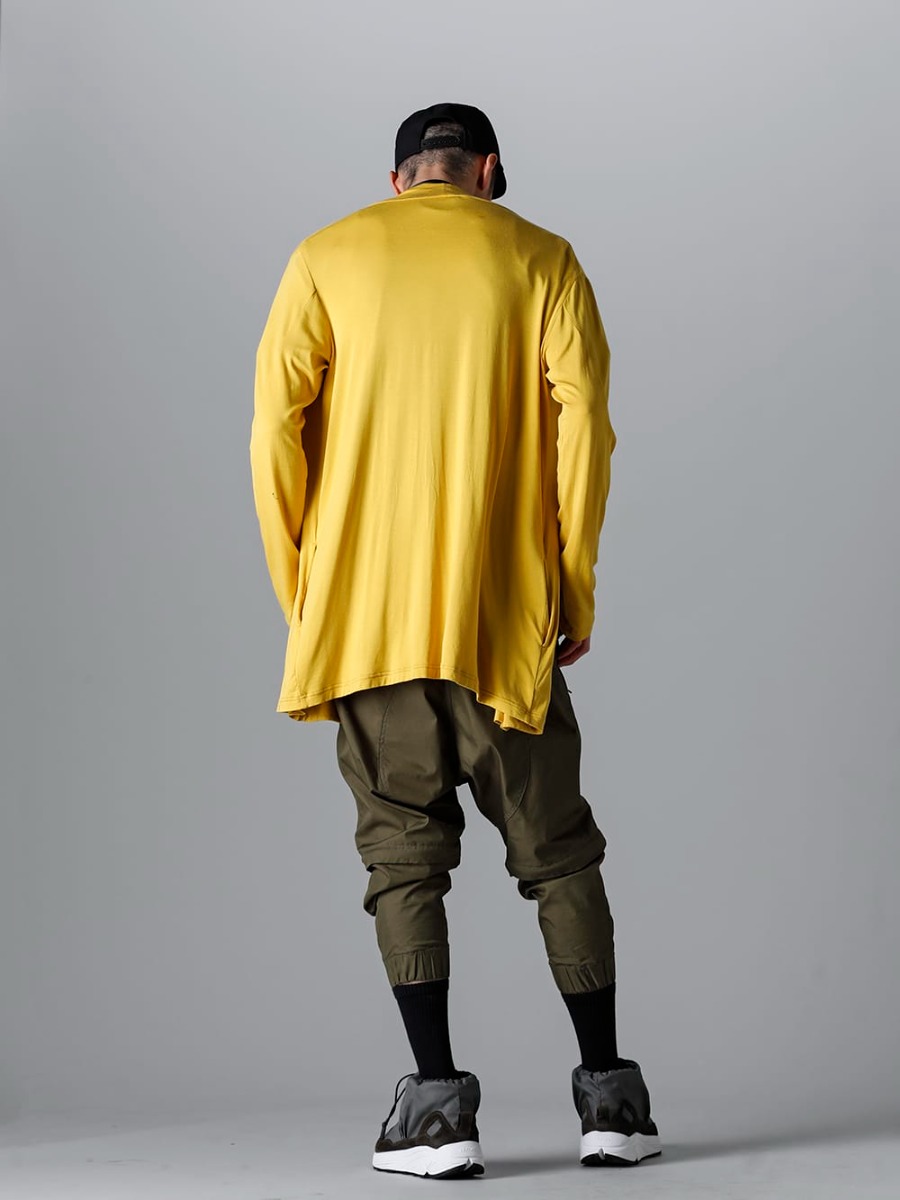 RIPVANWINKLE - リップヴァンウィンクル 2023SS スタイリング カーキにマスタードを合わせた春らしいスタイル - RW-502-Mustard - ソリッド ジャージー カーデ マスタード - RW-547-L.Gray×Shark - ドルマンT ライトグレー × シャーク - RW-509-Khaki - パラシュートパンツ カーキ 1-003