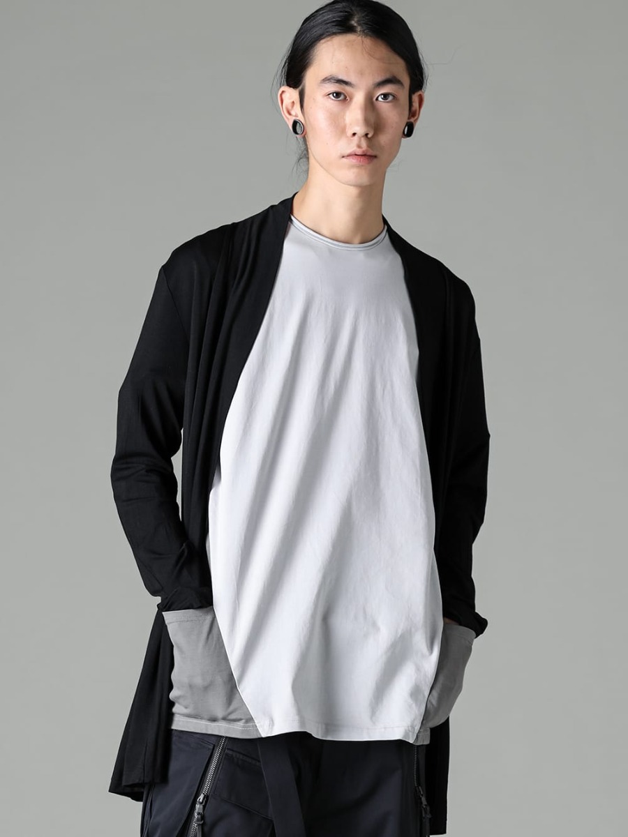 RIPVANWINKLE 2023SS The material gives it a spring-like feel.  - RW-502-Black - Solid Jersey Carde Black - RW-547-L.Gray×Shark - Dolman-T L.Gray×Shark 2-001