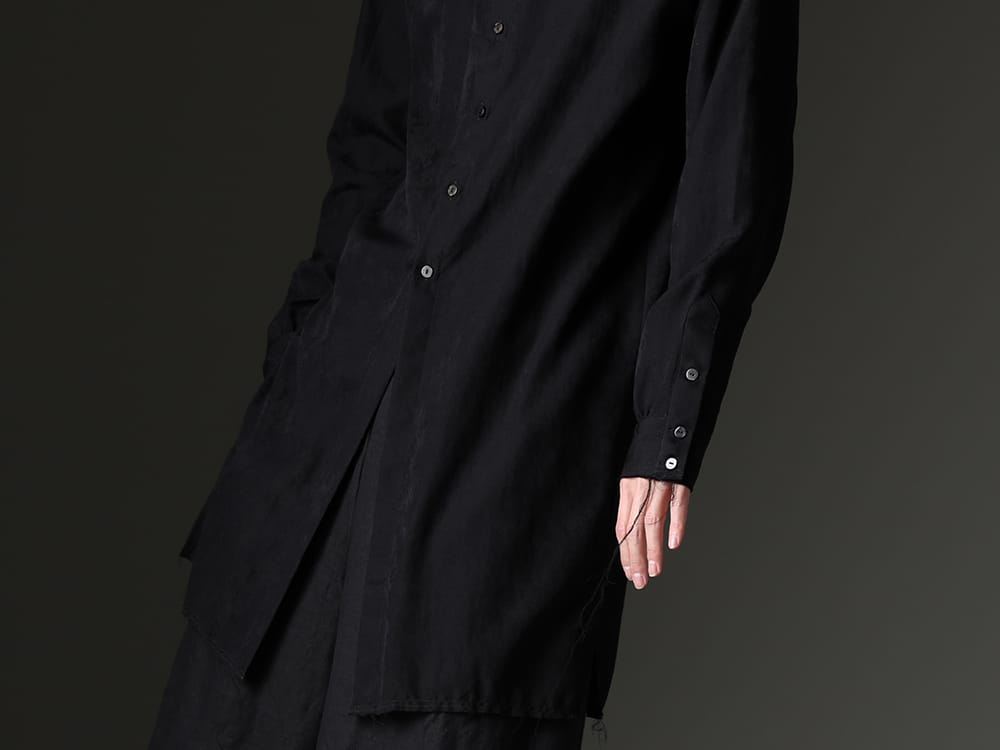 kujaku 2023SS - A long shirt accentuates the A-line silhouette. - KJ-23SS18-Black(Jinchoge Shirt Black) - 2-006
