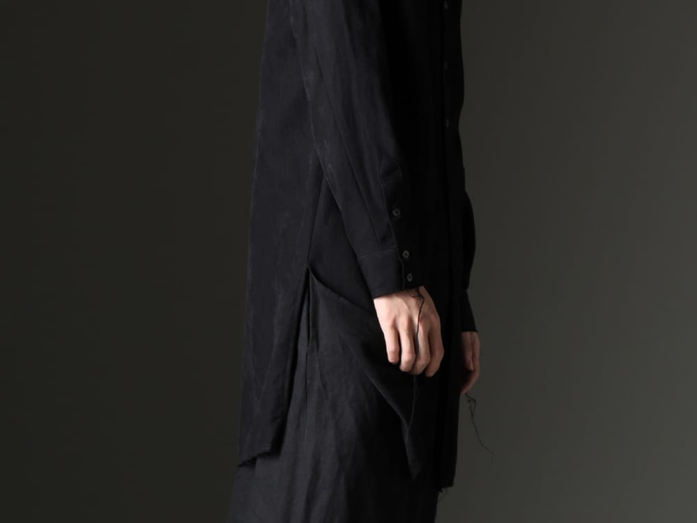 kujaku 2023SS - A long shirt accentuates the A-line silhouette. - KJ-23SS18-Black(Jinchoge Shirt Black) - 2-007