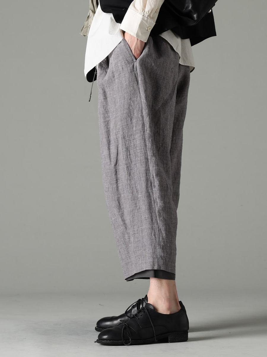 DEVOA 23SS 薄着になる季節に向けておすすめしたい一本 - PTI-STCB-Vintage-Blue Baggy Cropped Pants Ramie Vintage Blue 992X-Black Classic Derby Shoes Lace Up Single Sole - Horse Full Grain 3-002