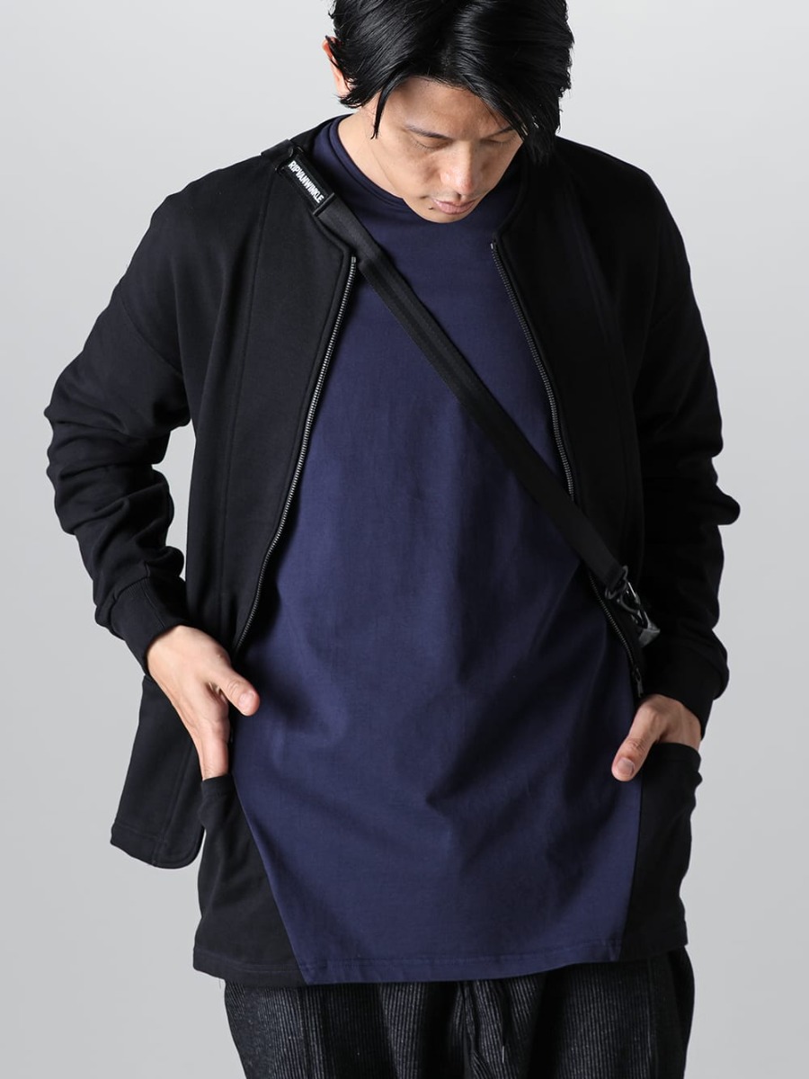RIPVANWINKLE 2023SS Add white color for dark styling  - VI-3589-01 - Sweat Zip up Jacket - RW-547-Navy×Black - Dolman-T Navy×Black - RW-552 - Strap - RW-551 - Packable tote 2-005