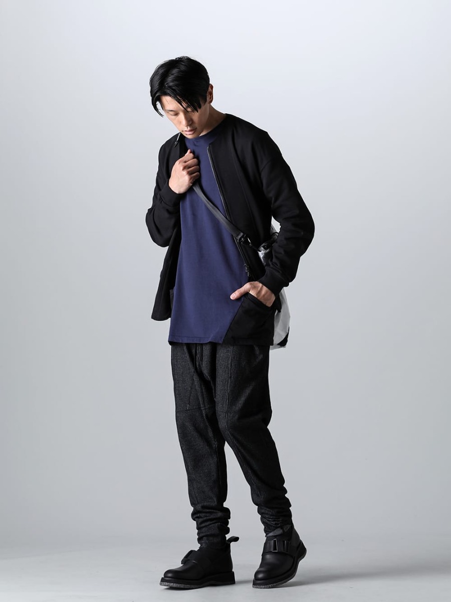 RIPVANWINKLE 2023SS Crotch pants that go well with RIPVANWINKLE's Derby Gore - VI-3589-01 - Sweat Zip up Jacket - RW-547-Navy×Black - Dolman-T Navy×Black - VI-3595-04-Black - Stripe Knit Drop-Clotch Pants Black - RW-520 - Tactical Derby Gore - RW-552 - Strap - RW-551 - Packable tote 4-001