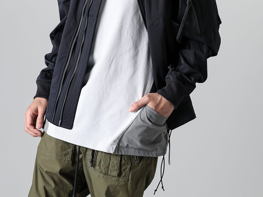 RIPVANWINKLE 2023SS The bi-color dolman T peeking out from under the blouson is the key point!  - VI-3558-06-Black - Water Repellent Bomber Jacket Dark Gray - RW-547-L.Gray×Shark - Dolman-T L.Gray×Shark 2-004