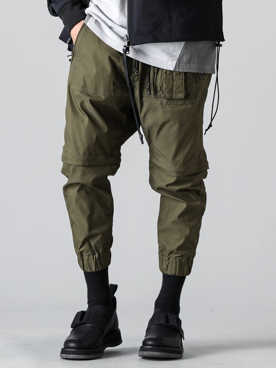 RIPVANWINKLE 2023SS Parachute pants with a 2-way specification that can also be changed into shorts - RW-509-Khaki - Parachute Pants Khaki - RW-520 - Tactical Derby Gore 3-001