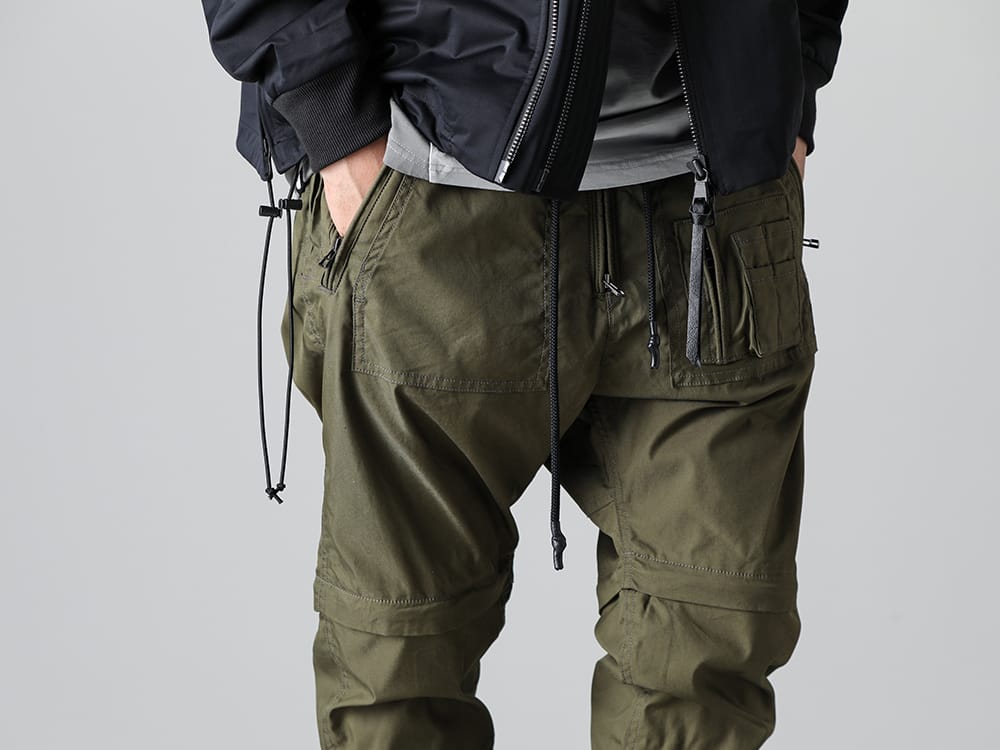 RIPVANWINKLE 2023SS Parachute pants with a 2-way specification that can also be changed into shorts - RW-509-Khaki - Parachute Pants Khaki 3-002