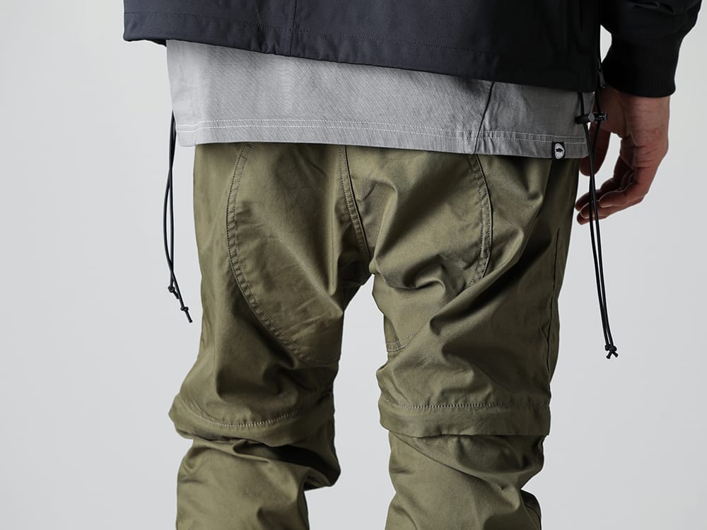 RIPVANWINKLE 2023SS Parachute pants with a 2-way specification that can also be changed into shorts - RW-509-Khaki - Parachute Pants Khaki 3-003