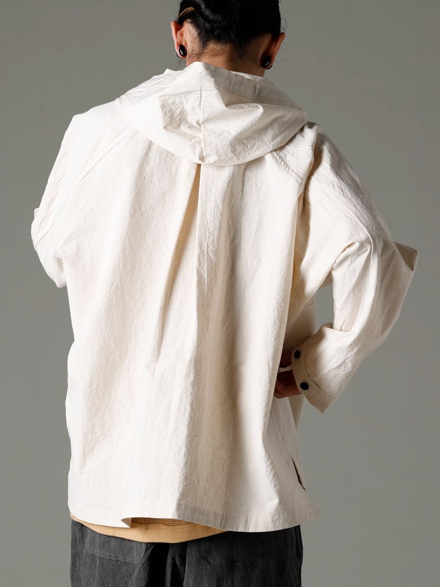 O project(オー プロジェクト) 23SS(春夏) 夏に活躍するリネンパーカーとメッシュTシャツレイヤード  - O15JKT2-KINARI フーディー プルオーバー ジャケット キナリ ファイン キャンバス O15TT1-YELLOW-BEIGE スリーブレス ティー コットン ヘンプ ジャージー 2-003