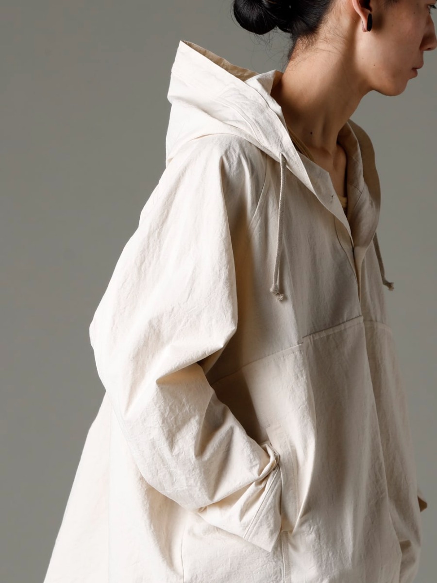 O project(オー プロジェクト) 23SS(春夏) 夏に活躍するリネンパーカーとメッシュTシャツレイヤード  - O15JKT2-KINARI フーディー プルオーバー ジャケット キナリ ファイン キャンバス O15TT1-YELLOW-BEIGE スリーブレス ティー コットン ヘンプ ジャージー 2-005