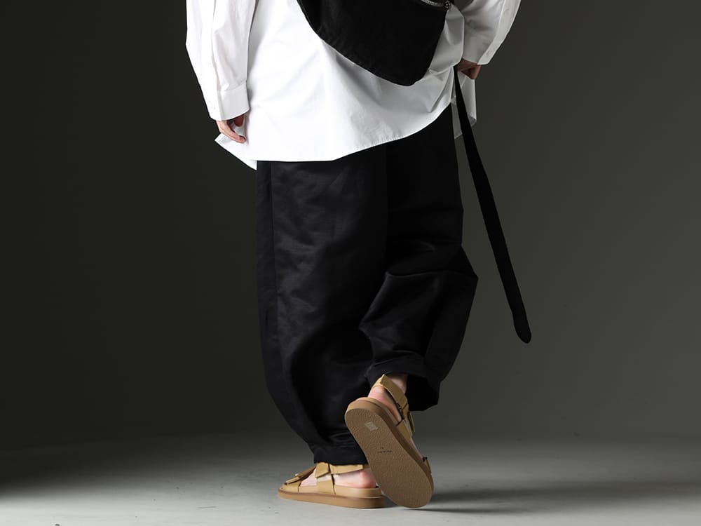 kujaku / UMA WANG 2023SS Kujaku's popular work, style with dokeshi pants. - KJ-23SS26(Dokeshi Pants) US9561-Tan(Mens Sandal Tan) - 3-003