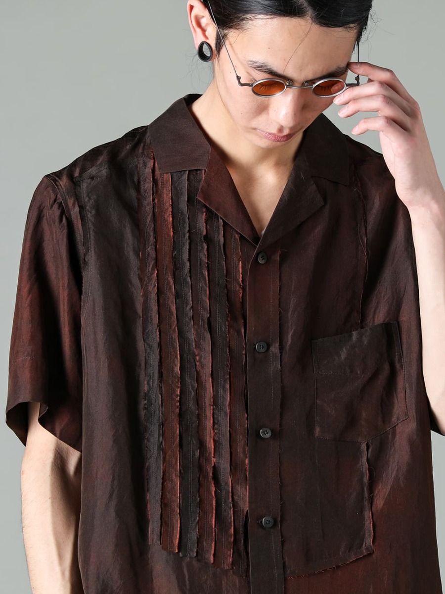 ZIGGY CHEN-ジギーチェン 23SS(春夏) 二つと同じものが存在しない唯一無二な表情を作るハンドダイ  - RG1018TI-VINTAGE-SILVER-RG1018TI ヴィンテージ / シルバー - 0M2310724-ハイブリッドショートスリーブシャツ 2-002