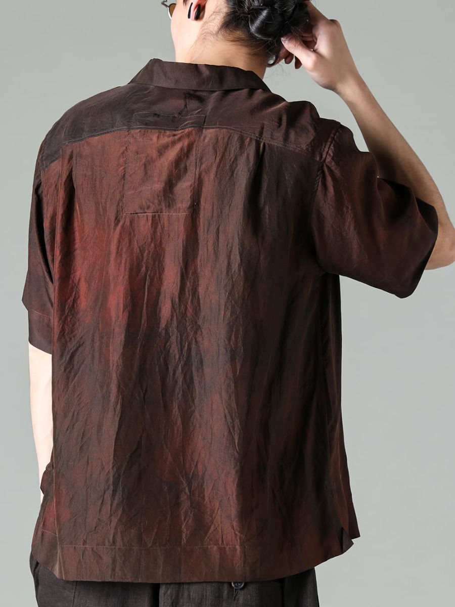 ZIGGY CHEN-ジギーチェン 23SS(春夏) 二つと同じものが存在しない唯一無二な表情を作るハンドダイ  - RG1018TI-VINTAGE-SILVER-RG1018TI ヴィンテージ / シルバー - 0M2310724-ハイブリッドショートスリーブシャツ 2-003