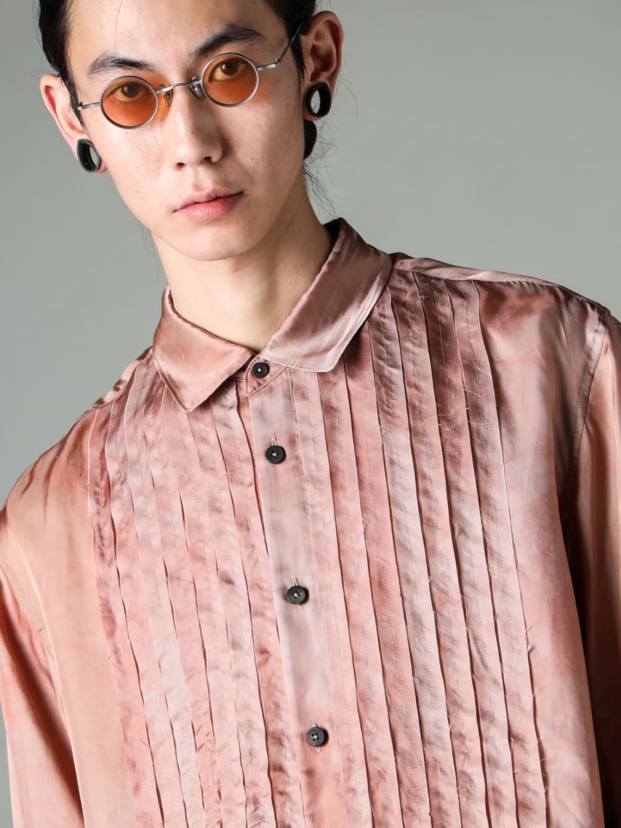 ZIGGY CHEN 23SS The Cupra twill dress shirt has both a sexy, elegant look and a decadent element.  - RG1018TI-VINTAGE-SILVER-RG1018TI Vintage / Silver - 0M2310712-Histogramic striped shirt 2-002