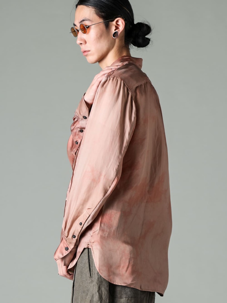 ZIGGY CHEN 23SS The Cupra twill dress shirt has both a sexy, elegant look and a decadent element.  - RG1018TI-VINTAGE-SILVER-RG1018TI Vintage / Silver - 0M2310712-Histogramic striped shirt 2-004