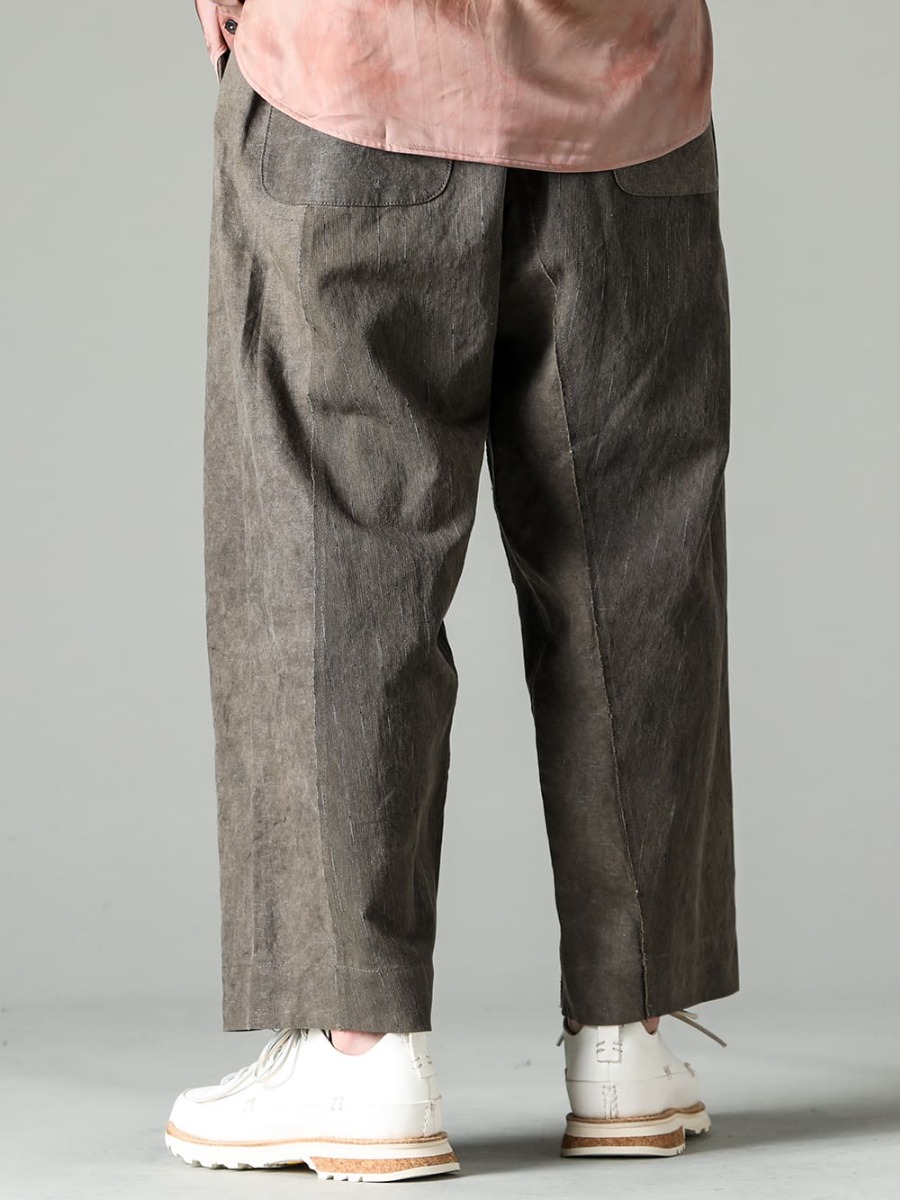 ZIGGY CHEN 23SS Asymmetrical panel trousers made of ikat, a traditional patterned fabric. - 0M2310516-Asymmetrical Panel Trousers - Lugged-Runner-FEIT Ragged Runner 3-004