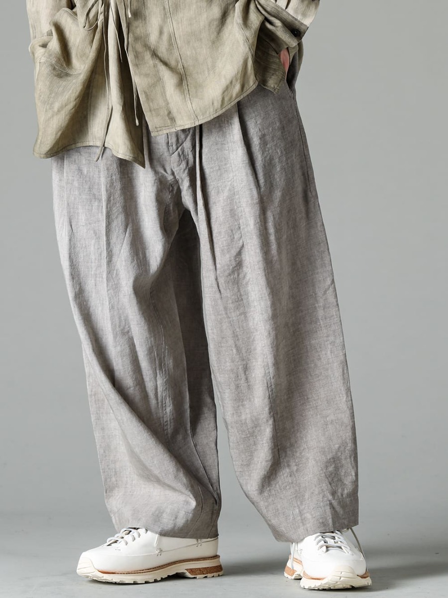 ZIGGY CHEN-ジギーチェン シーズン ワイドパンツ 真夏でも快適に着用可能！ 脅威の通気性を誇るフルレングストラウザー 0M2310528-プリーツテーパードトラウザーズ - Lugged-Runner-FEIT ラガード ランナー 3-001