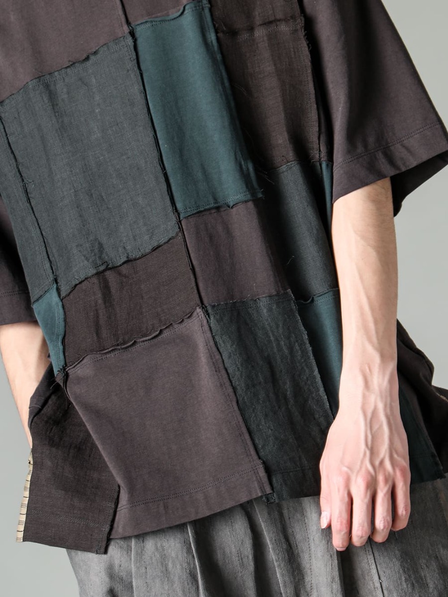 ZIGGY CHEN-ジギーチェン 23SS(春夏) 夏の個性派スタイルを実現するパッチワークTシャツ  - 0M2310203-パッチワークTシャツ - RG1018TI-VINTAGE-SILVER-RG1018TI ヴィンテージ / シルバー 2-003