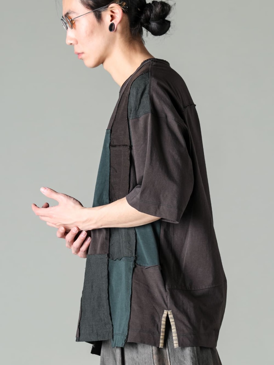 ZIGGY CHEN-ジギーチェン 23SS(春夏) 夏の個性派スタイルを実現するパッチワークTシャツ  - 0M2310203-パッチワークTシャツ - RG1018TI-VINTAGE-SILVER-RG1018TI ヴィンテージ / シルバー 2-004