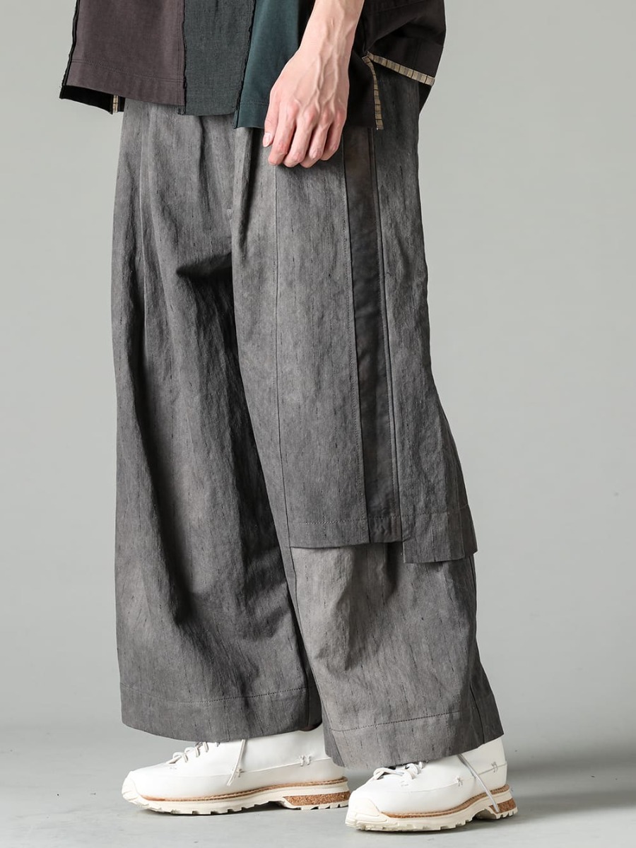 ZIGGY CHEN-ジギーチェン 23SS(春夏) 目を引く変形デザインのパンツ - 0M2310520-プリーツワイド トラウザーズ - Lugged-Runner-FEIT ラガード ランナー 3-001