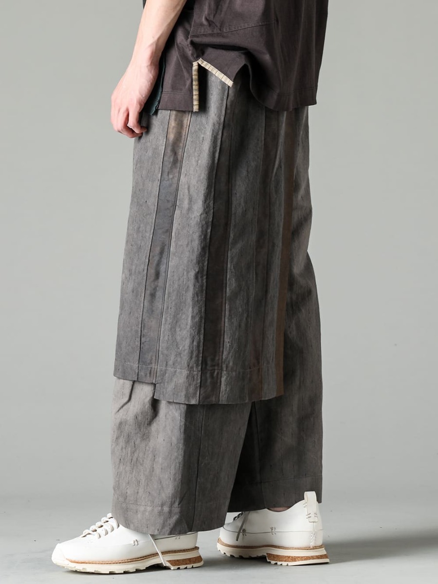 ZIGGY CHEN-ジギーチェン 23SS(春夏) 目を引く変形デザインのパンツ - 0M2310520-プリーツワイド トラウザーズ - Lugged-Runner-FEIT ラガード ランナー 3-002